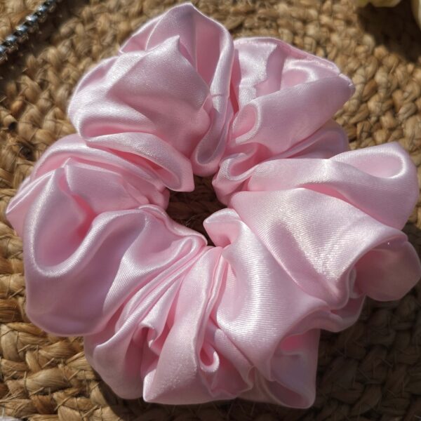 Baby Pink Satin Scrunchie - Image 2