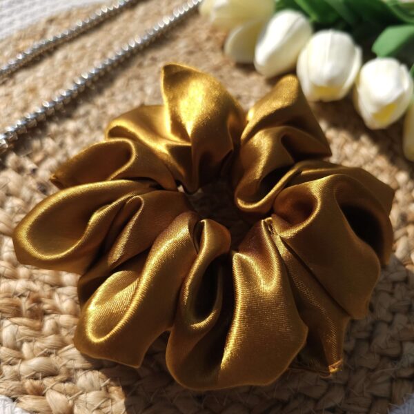 trendy bronze satin scrunchie