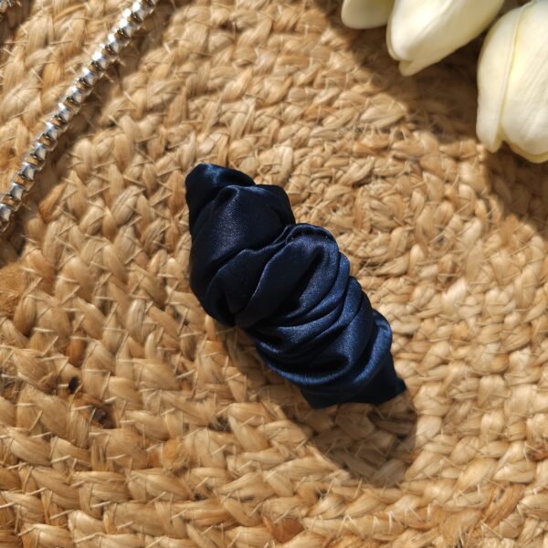 Dark Blue Satin French Barrette - Image 2