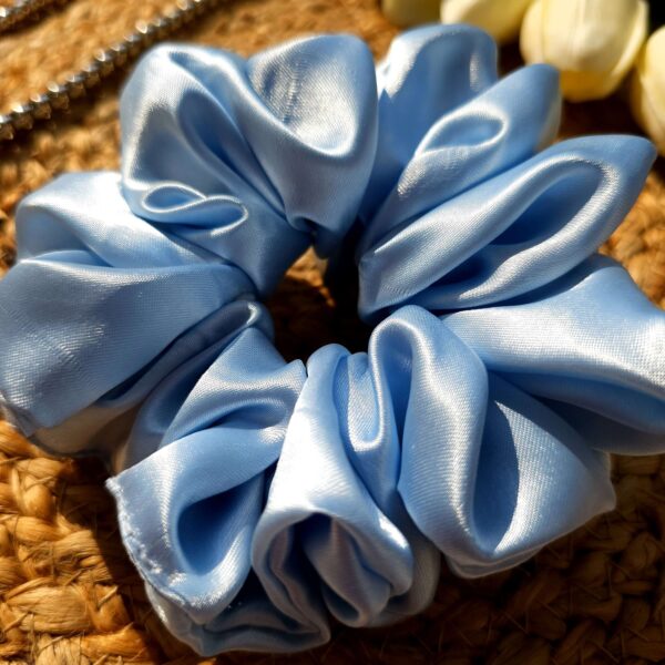 Powder Blue Satin Scrunchies - Image 2