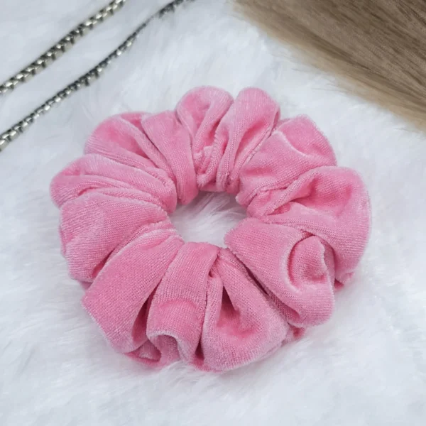 Baby Pink Velvet Scrunchies - Image 2