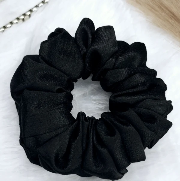 Black Satin Scrunchie - Image 2