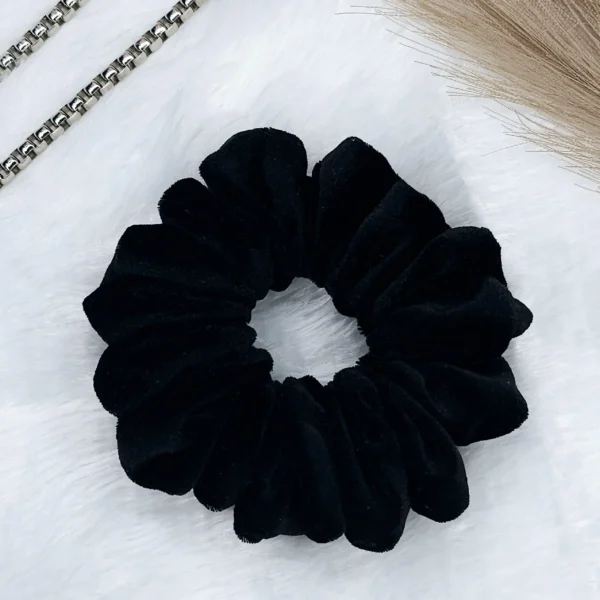 Black Soft Hair Velvet Scrunchies - Image 2