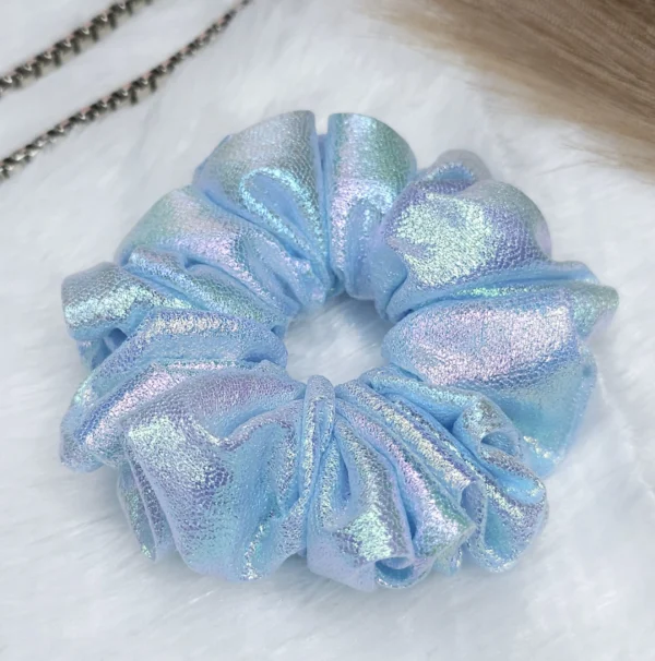 Holographic Blue Metallic Scrunchies - Image 2