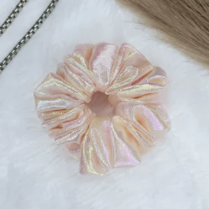 holographic peach metallic scrunchies